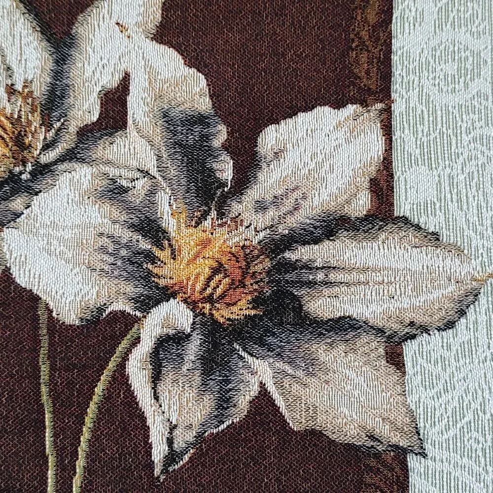 Gobelins Art Woven Clematis Tapestry Cotton Throw Pillow Cover